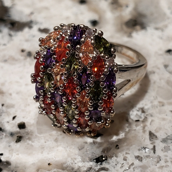 Precious gemstone ring. Platinum over sterling. - Picture 5 of 10